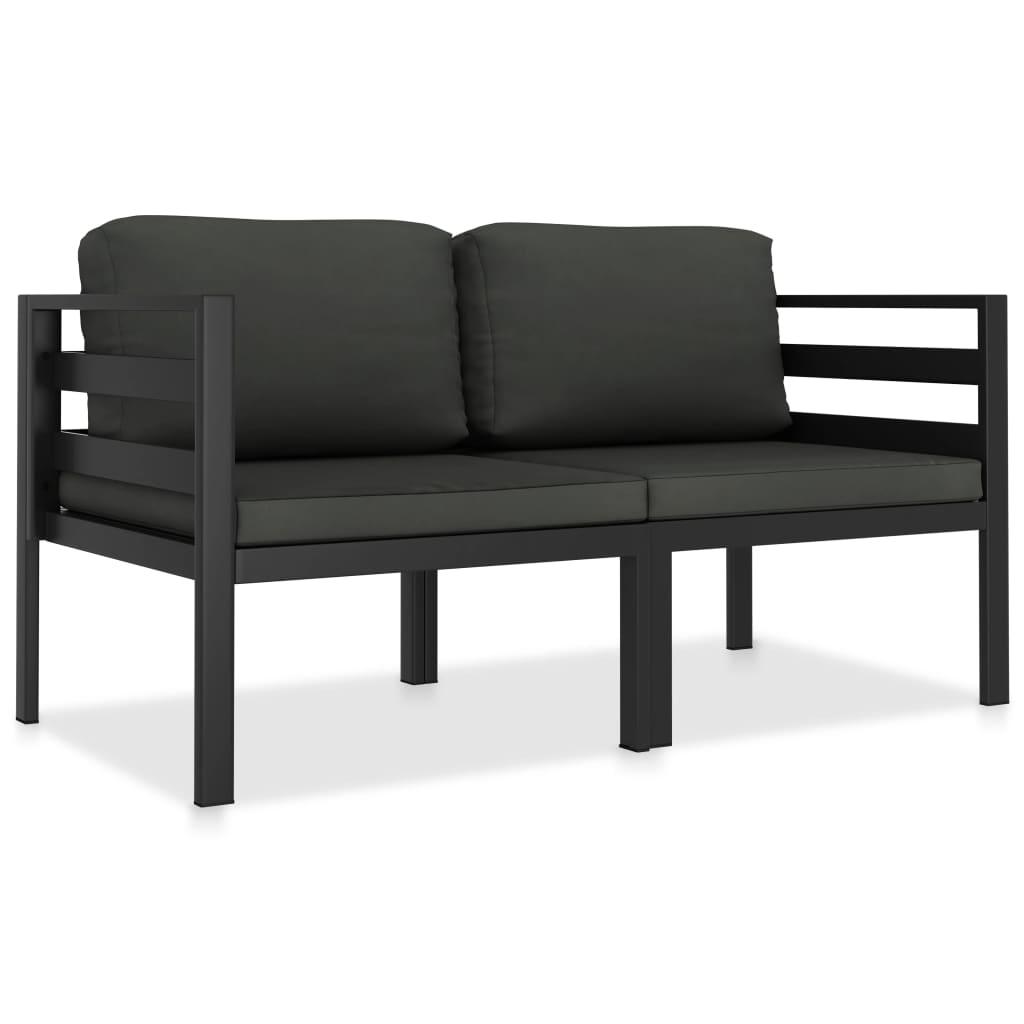 2 Piece Patio Sofa Set with Cushions Aluminum Anthracite at Set Shop and Smile