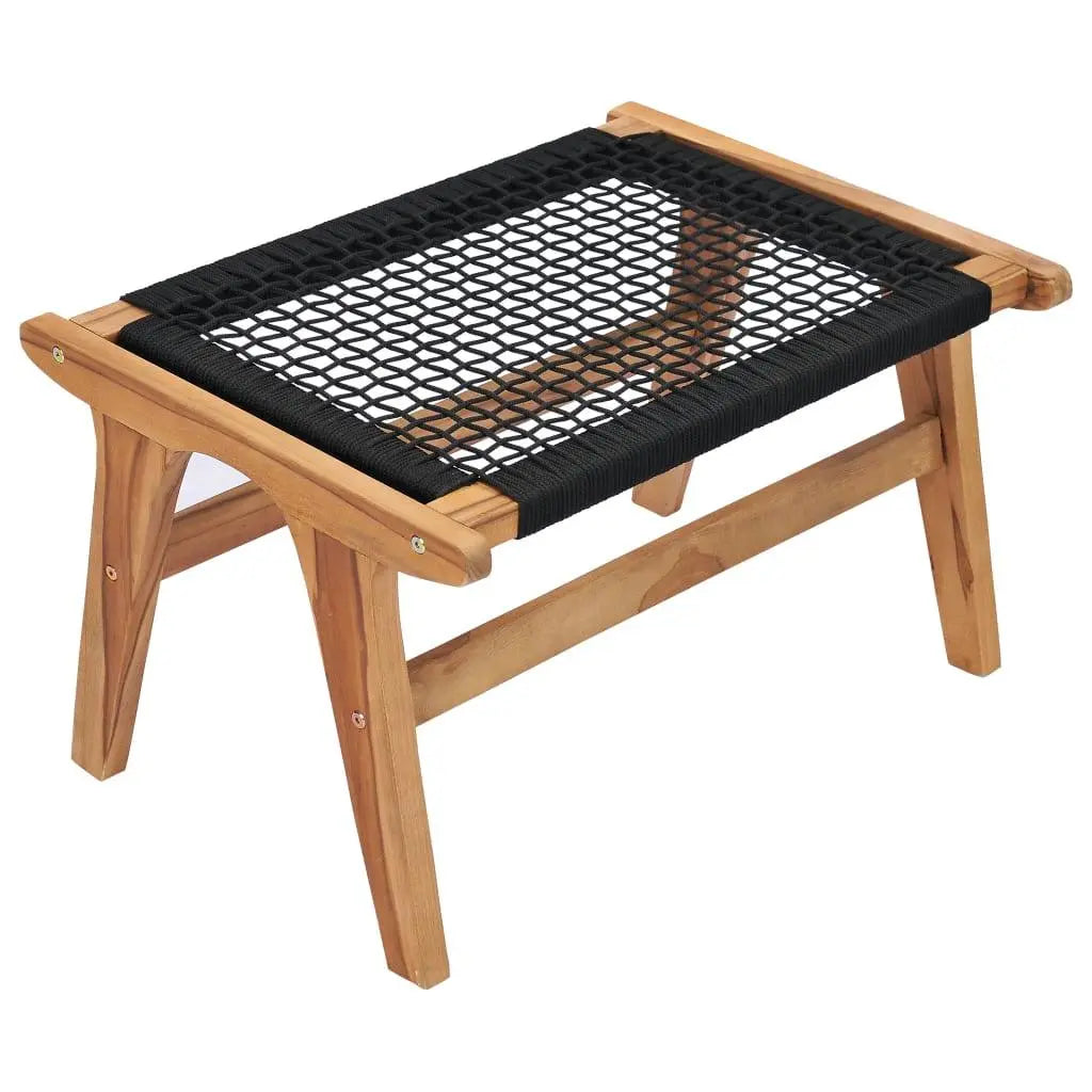 Sun Lounger with Footrest Solid Teak Wood and Rope at Set Shop and Smile