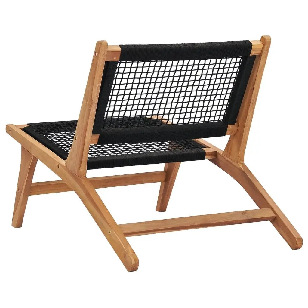 Sun Lounger with Footrest Solid Teak Wood and Rope at Set Shop and Smile