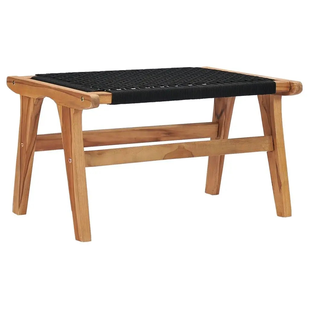 Sun Lounger with Footrest Solid Teak Wood and Rope at Set Shop and Smile