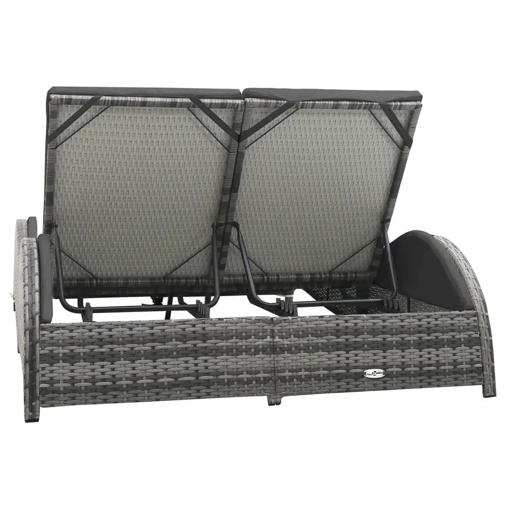 Double Sun Lounger with Cushion Poly Rattan Anthracite at Set Shop and Smile