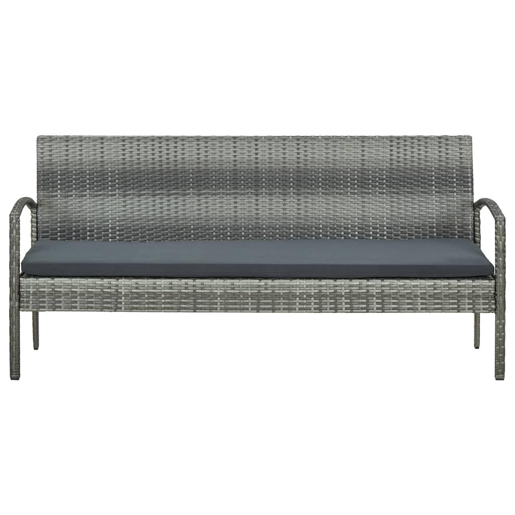 3-Seater Patio Sofa with Cushion Gray Poly Rattan at Set Shop and Smile