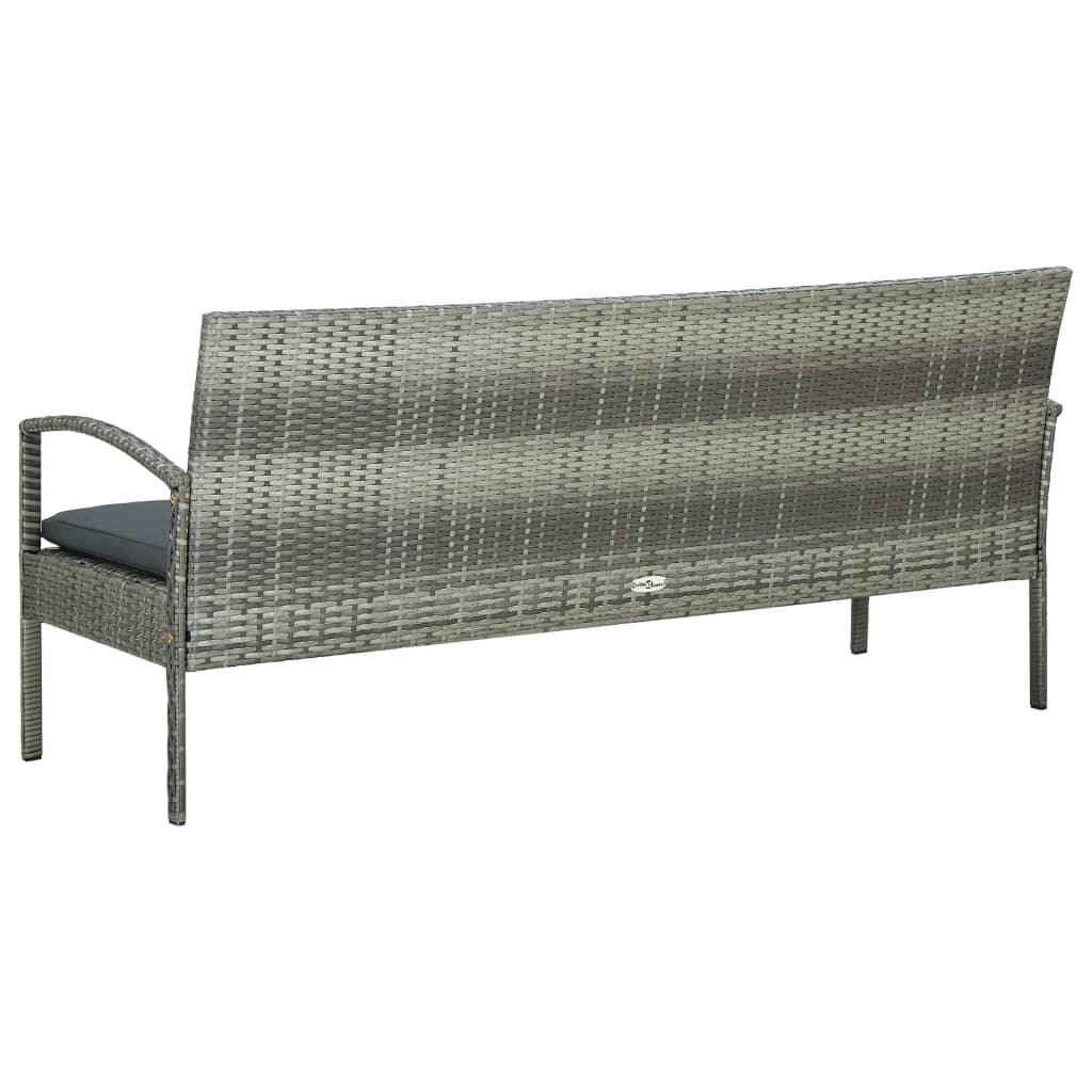 3-Seater Patio Sofa with Cushion Gray Poly Rattan at Set Shop and Smile