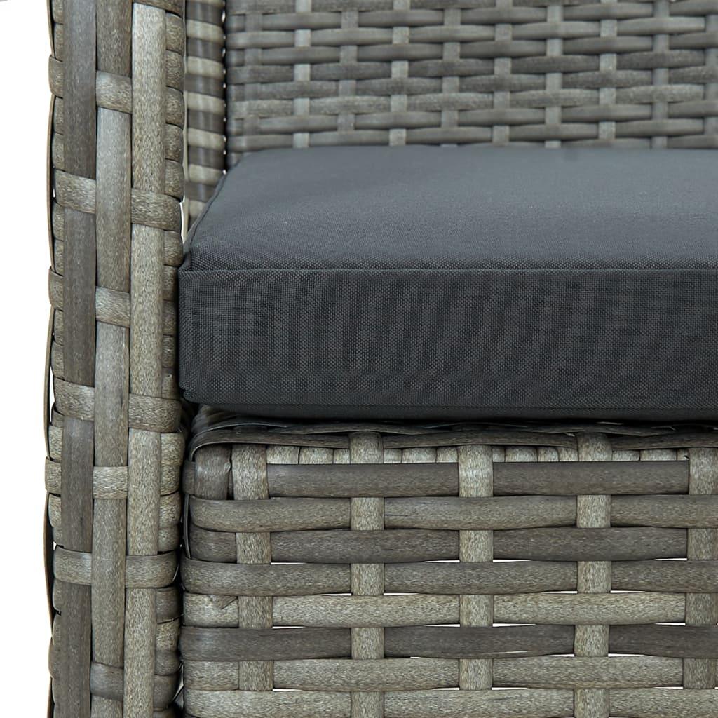 3-Seater Patio Sofa with Cushion Gray Poly Rattan at Set Shop and Smile