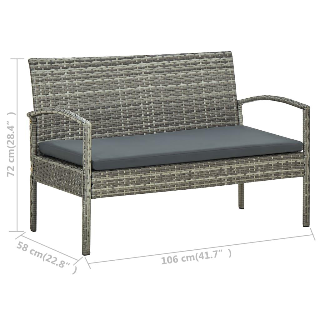 3-Seater Patio Sofa with Cushion Gray Poly Rattan at Set Shop and Smile