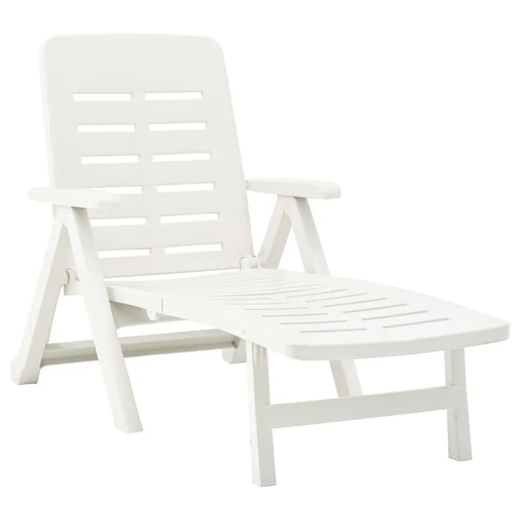 Folding Sun Lounger Plastic White at Set Shop and Smile