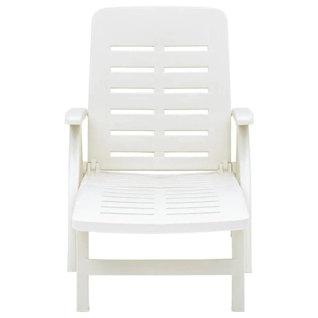 Folding Sun Lounger Plastic White at Set Shop and Smile