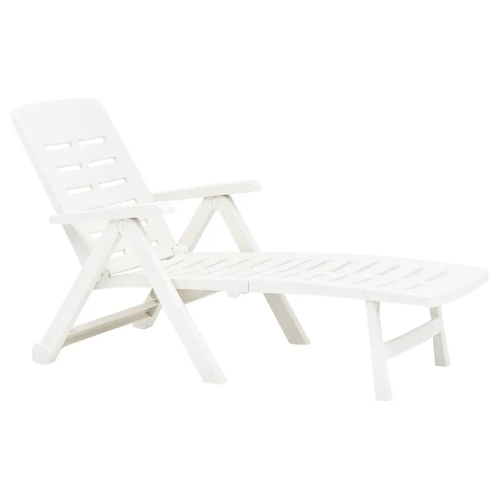 Folding Sun Lounger Plastic White at Set Shop and Smile