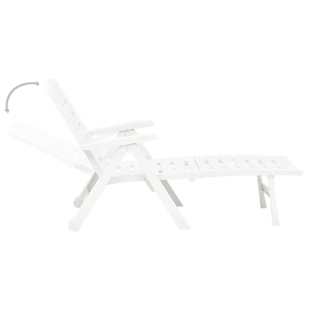 Folding Sun Lounger Plastic White at Set Shop and Smile