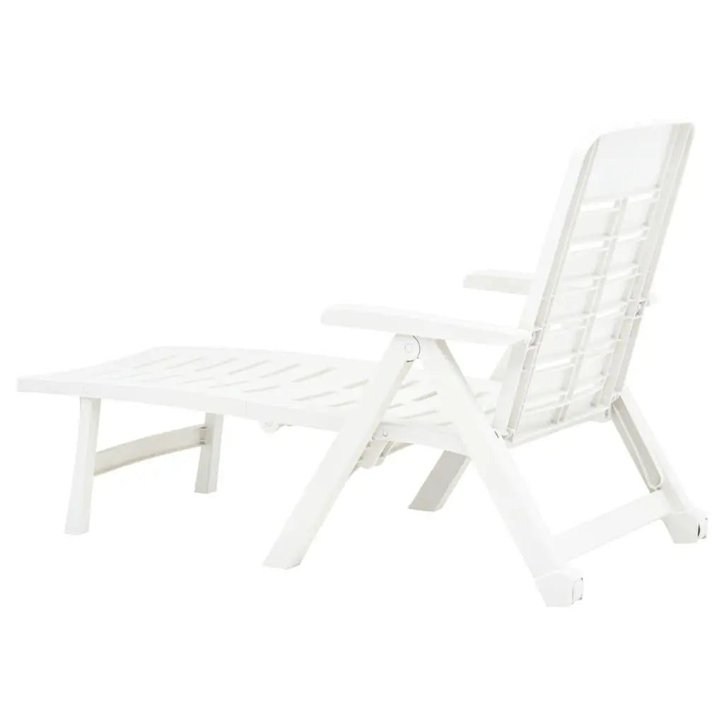 Folding Sun Lounger Plastic White at Set Shop and Smile