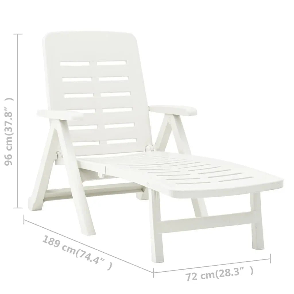 Folding Sun Lounger Plastic White at Set Shop and Smile