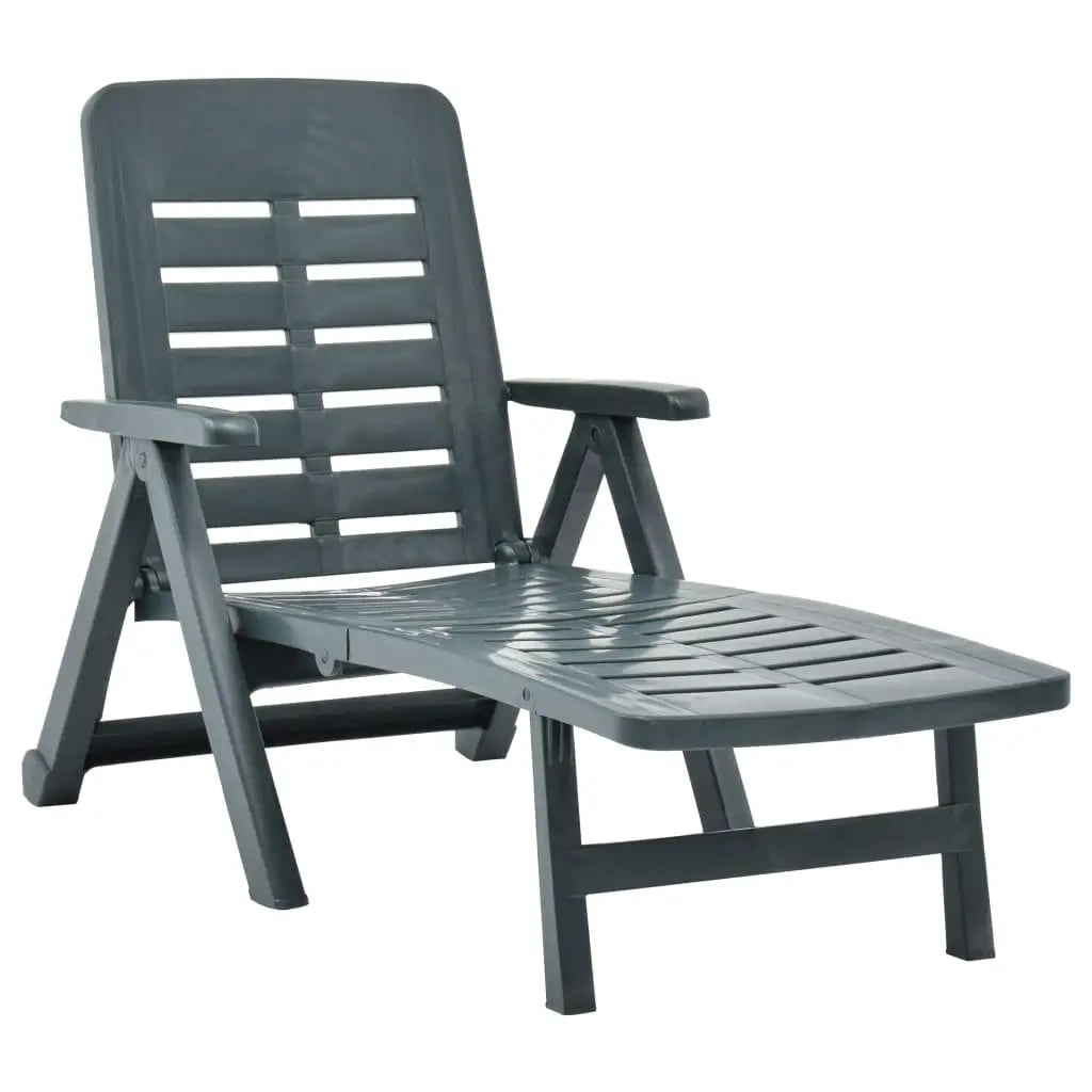Folding Sun Lounger Plastic Green at Set Shop and Smile