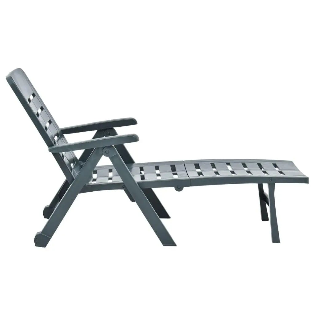 Folding Sun Lounger Plastic Green at Set Shop and Smile