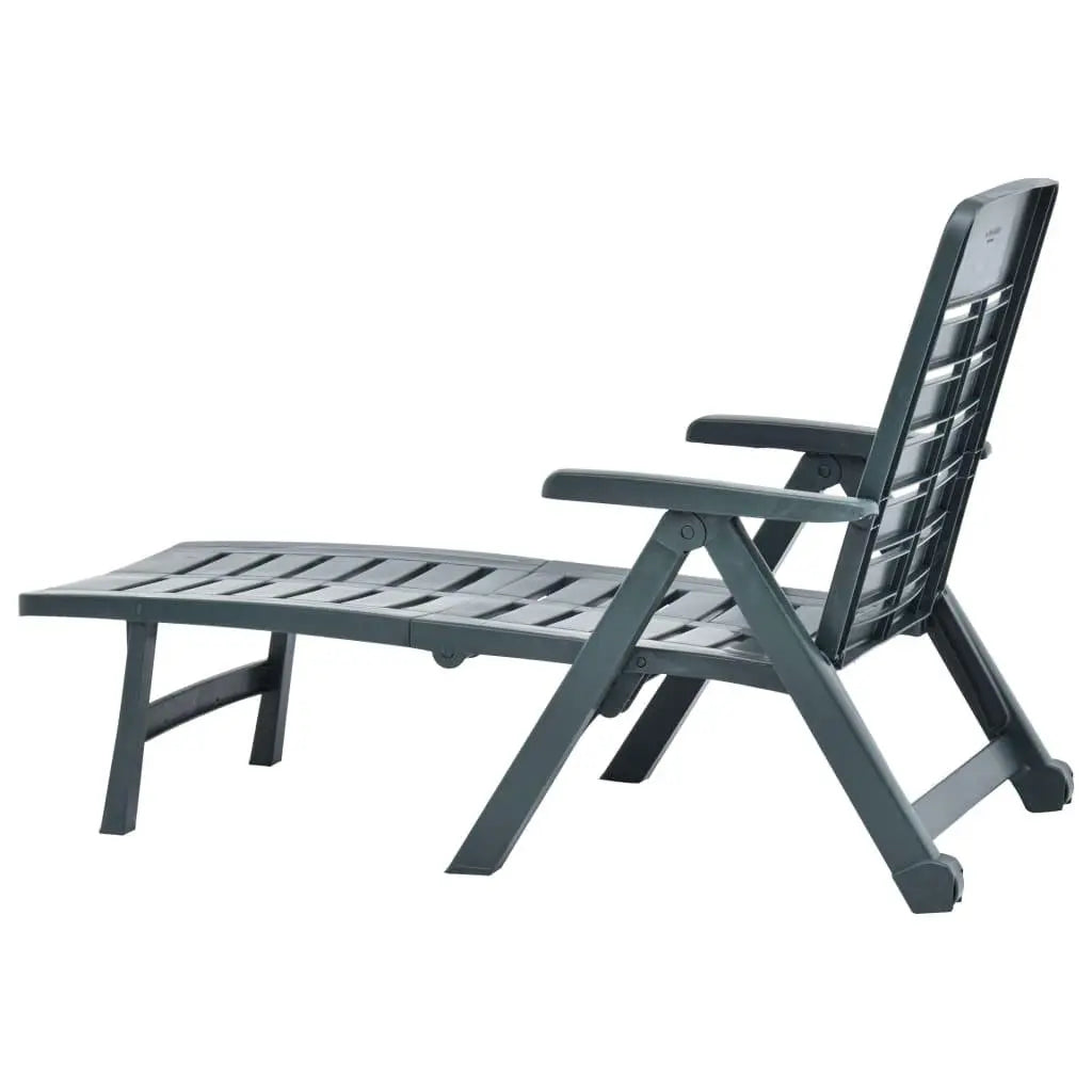 Folding Sun Lounger Plastic Green at Set Shop and Smile