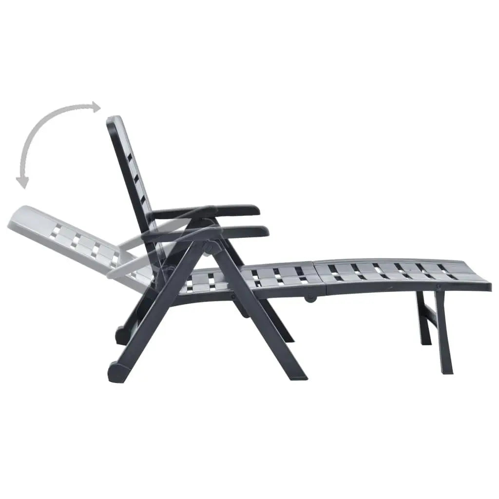 Folding Sun Lounger Plastic Anthracite at Set Shop and Smile