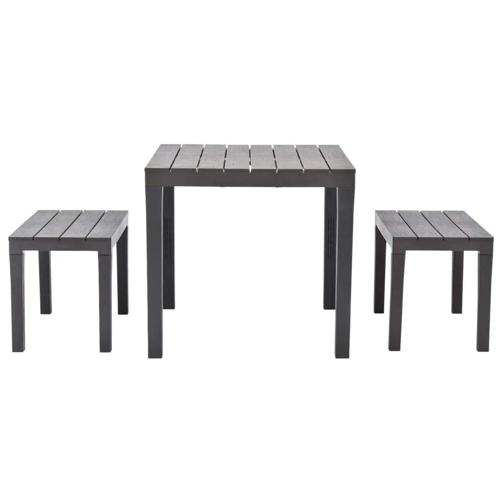 Patio Table with 2 Benches Plastic Brown at Set Shop and Smile