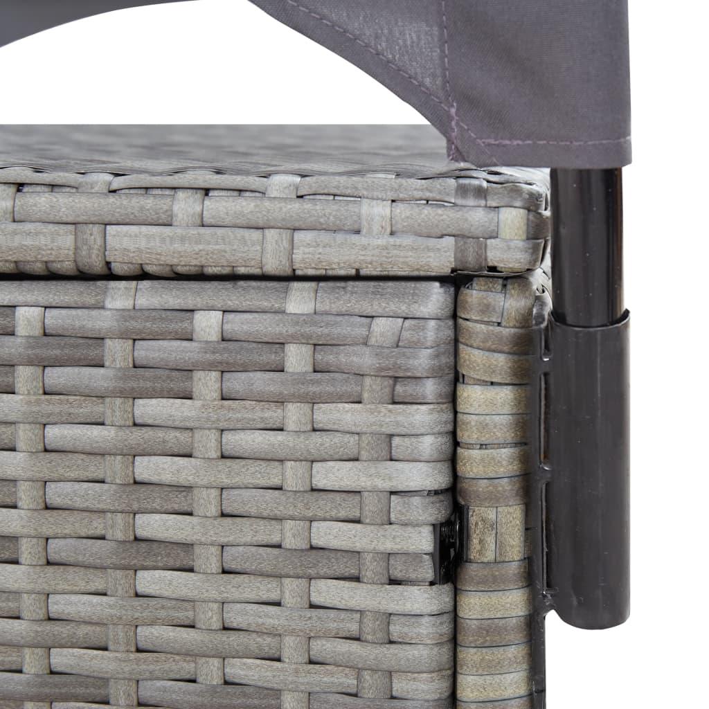Double Sun Lounger with Canopy Poly Rattan Gray at Set Shop and Smile