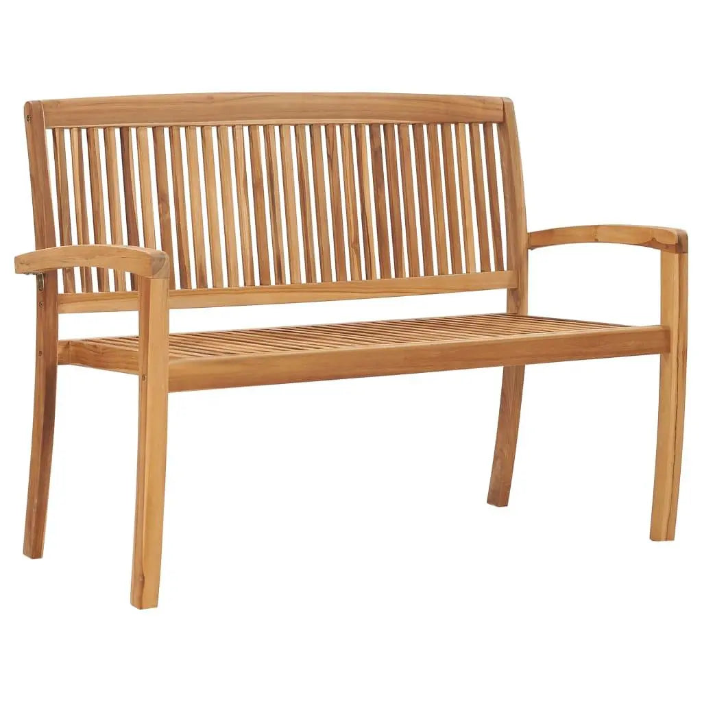 2-Seater Stacking Patio Bench 50.6" Solid Teak Wood at Set Shop and Smile