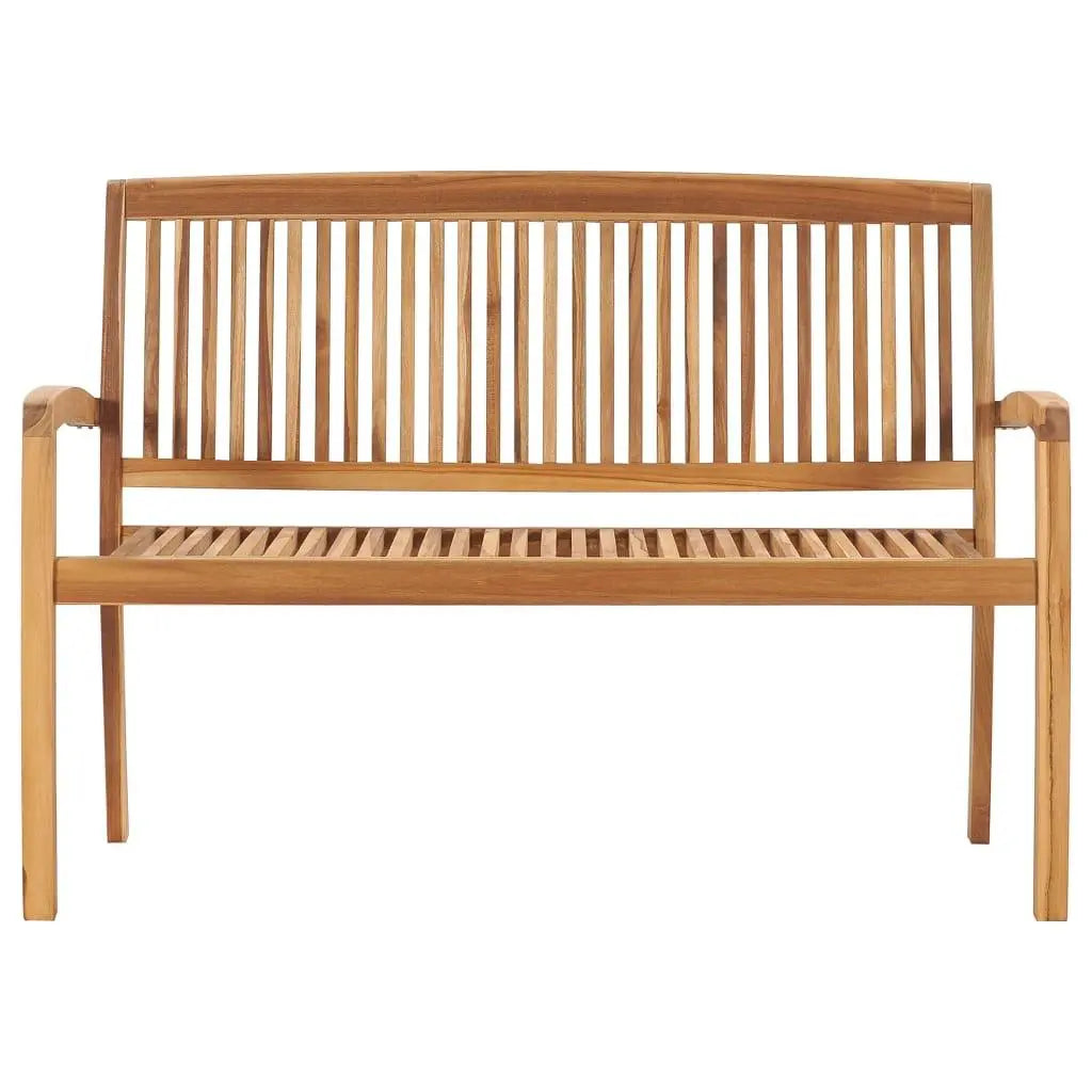 2-Seater Stacking Patio Bench 50.6" Solid Teak Wood at Set Shop and Smile