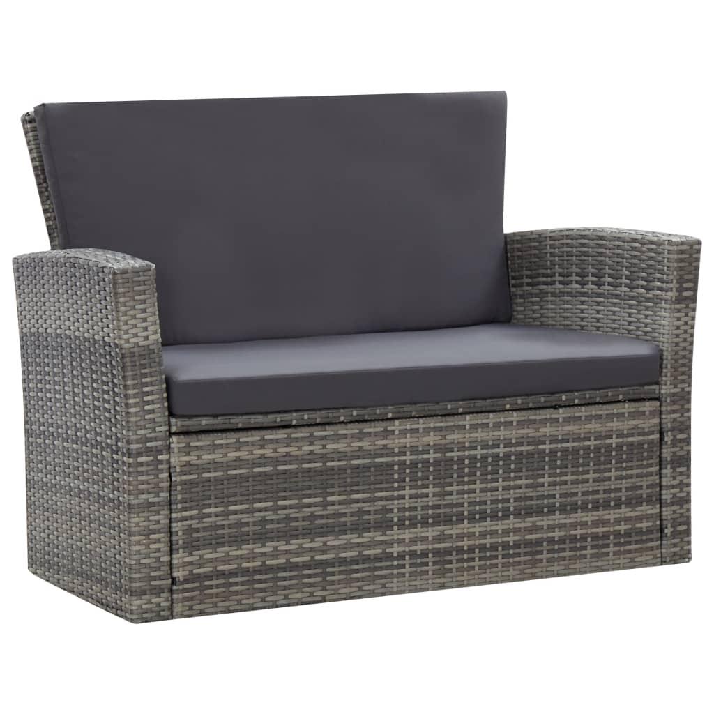 4 Piece Patio Lounge Set with Cushions Poly Rattan Gray at Set Shop and Smile