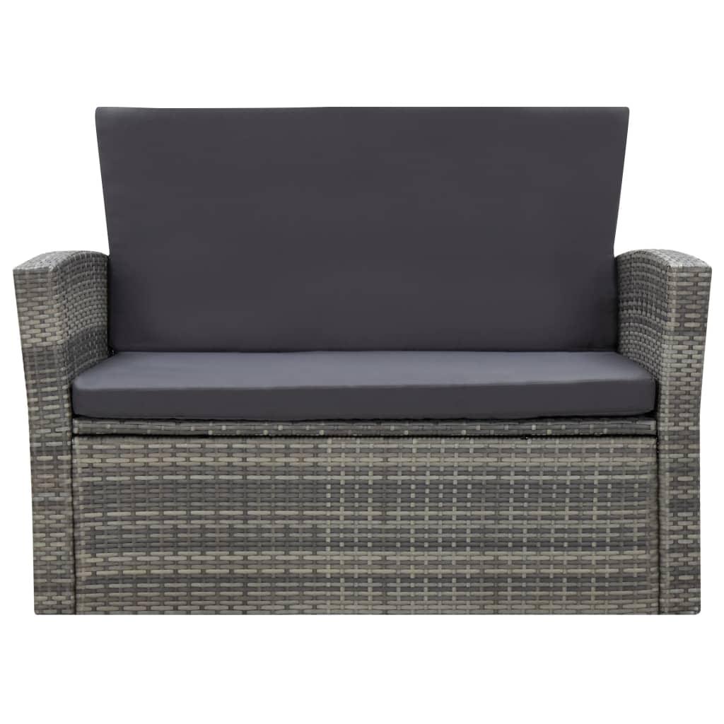 4 Piece Patio Lounge Set with Cushions Poly Rattan Gray at Set Shop and Smile