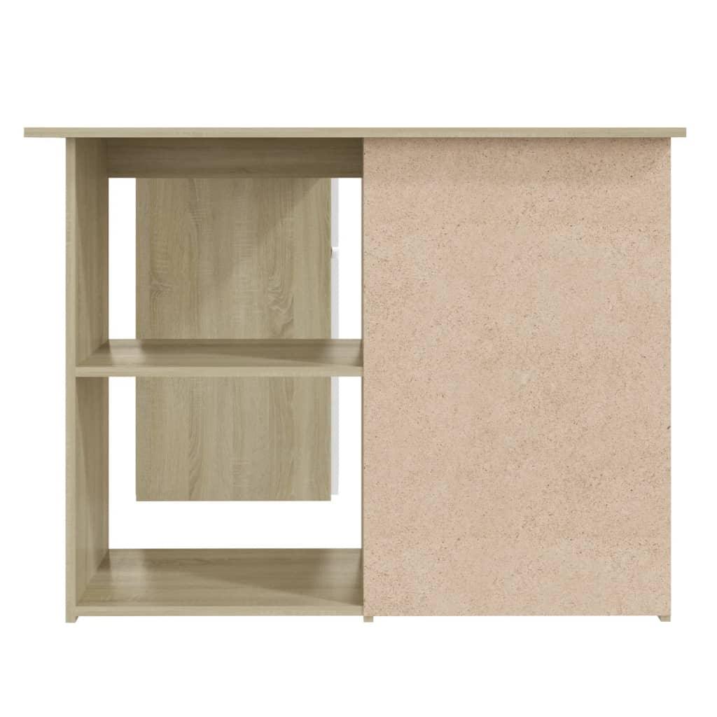 Corner Desk White and Sonoma Oak 57.1"x39.4"x29.9" Engineered Wood at Set Shop and Smile