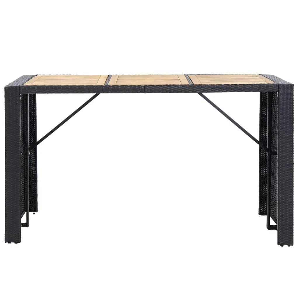 7 Piece Patio Bar Set with Cushions Poly Rattan Black at Set Shop and Smile