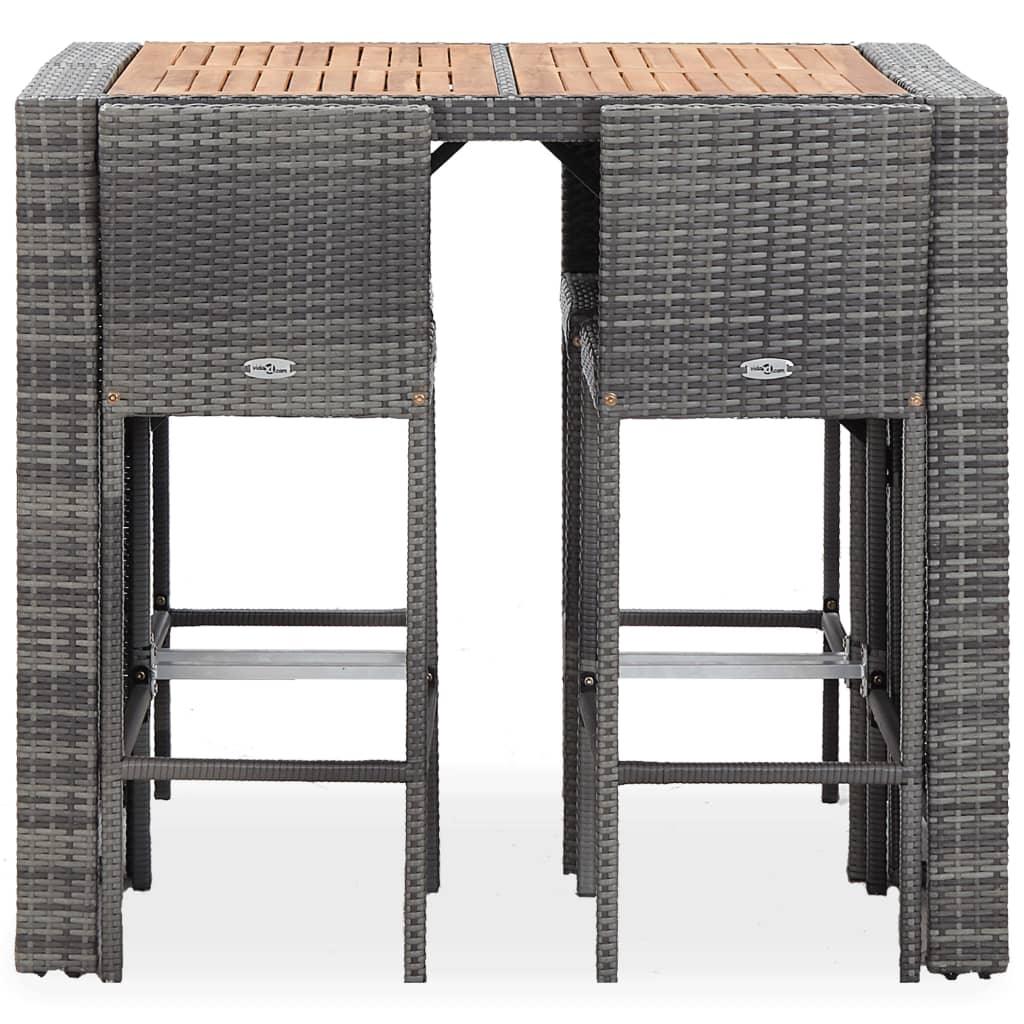 5 Piece Patio Bar Set Poly Rattan and Acacia Wood Gray at Set Shop and Smile