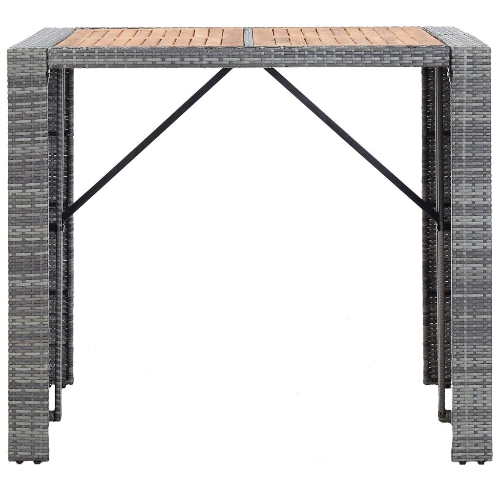 5 Piece Patio Bar Set Poly Rattan and Acacia Wood Gray at Set Shop and Smile