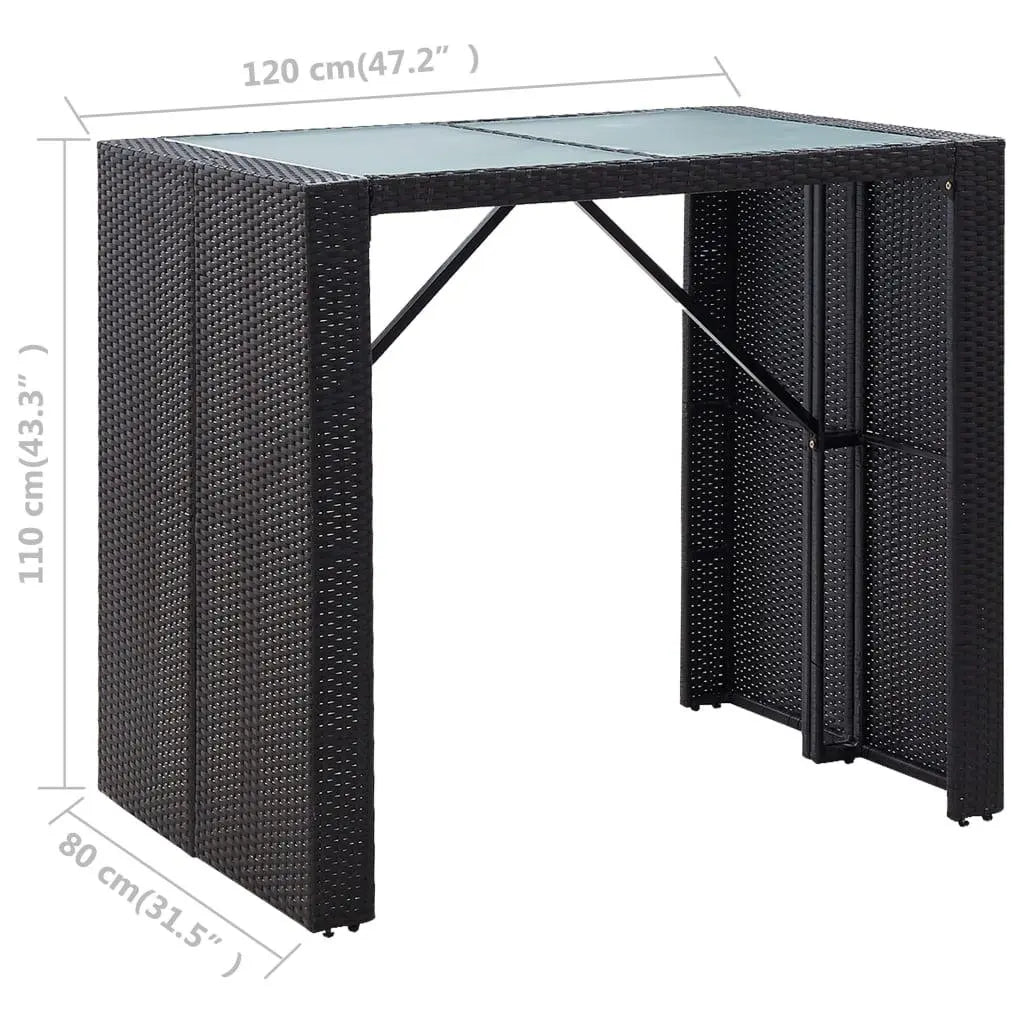 5 Piece Patio Bar Set Poly Rattan and Glass Black at Set Shop and Smile