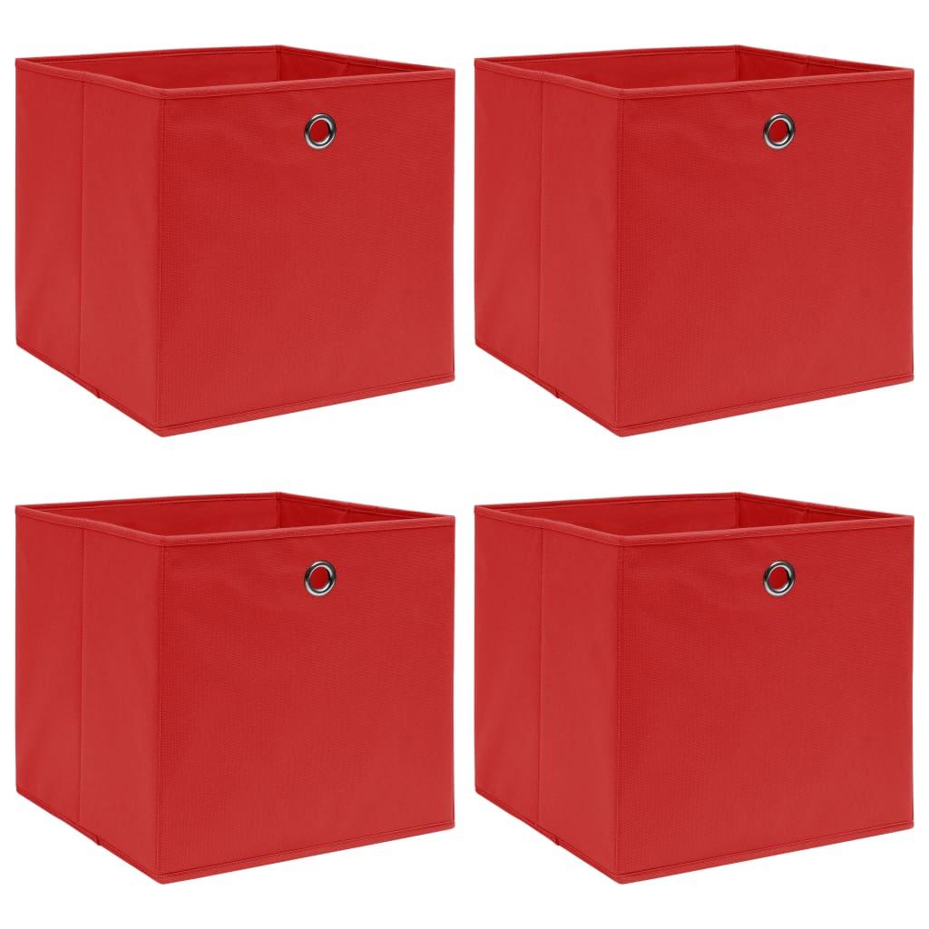 Storage Boxes 4 pcs Red 12.6"x12.6"x12.6" Fabric at Set Shop and Smile