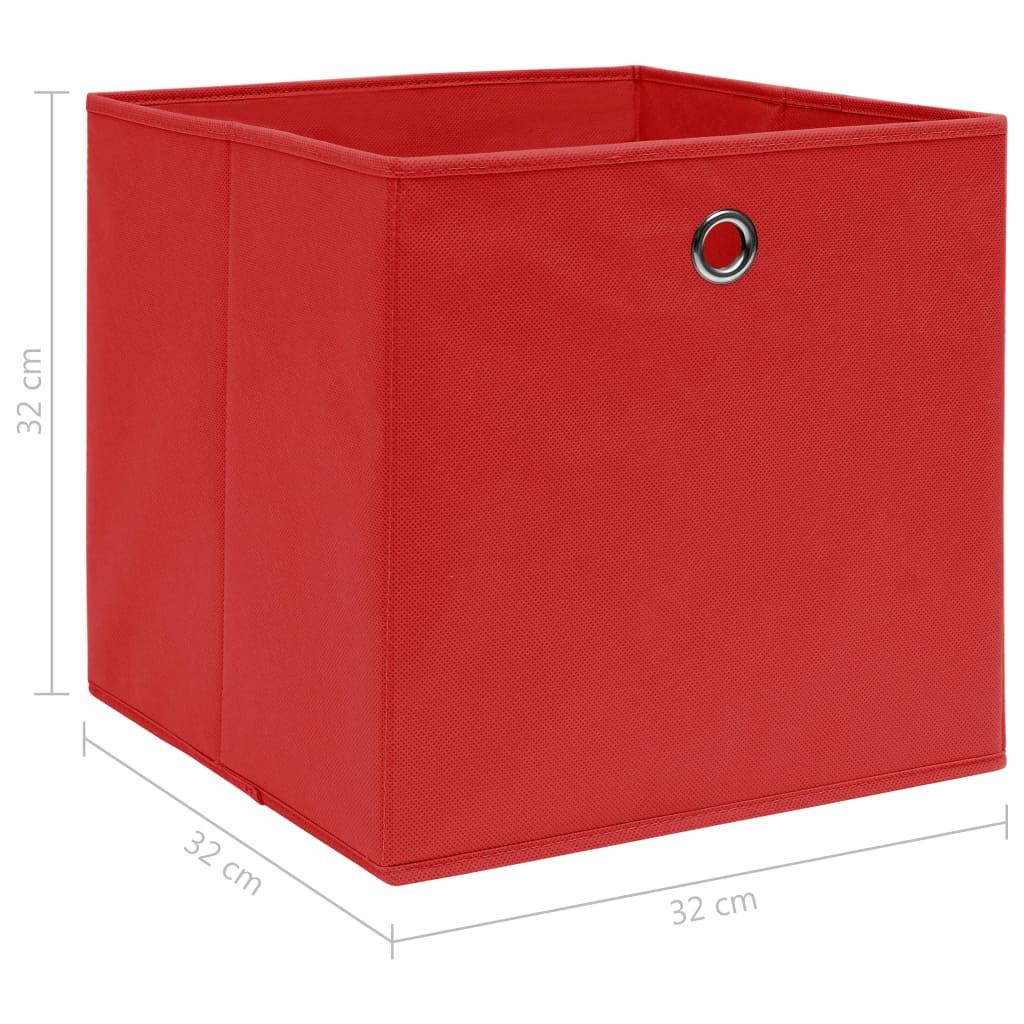 Storage Boxes 4 pcs Red 12.6"x12.6"x12.6" Fabric at Set Shop and Smile