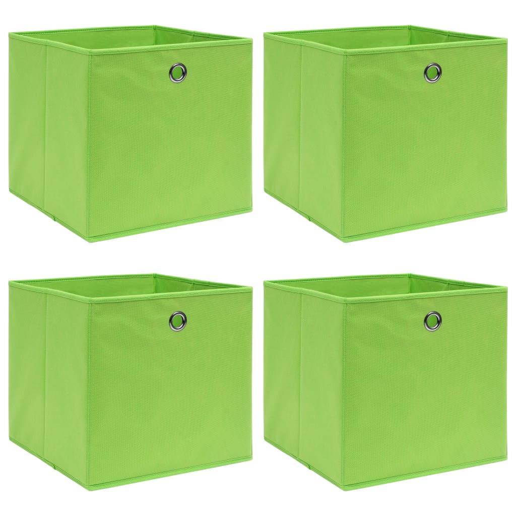Storage Boxes 4 pcs Green 12.6"x12.6"x12.6" Fabric at Set Shop and Smile