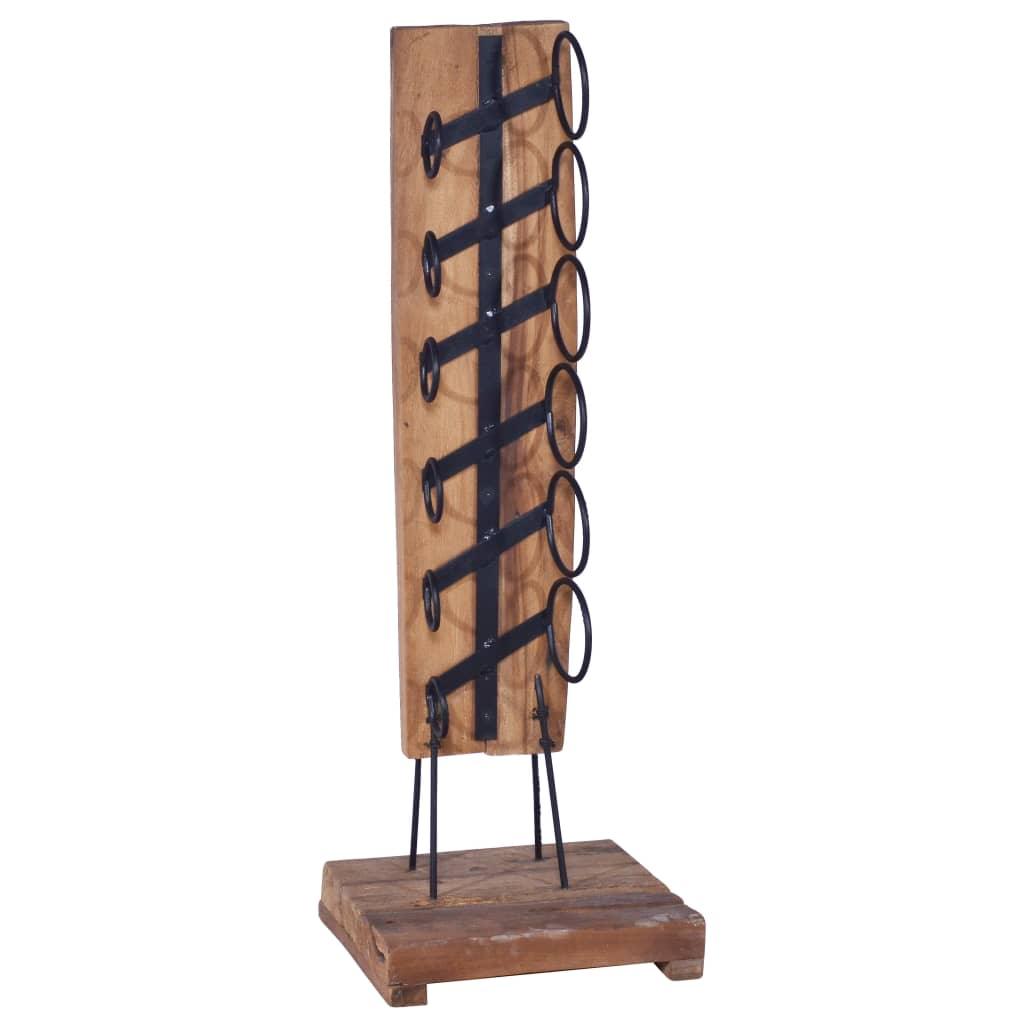 Wine Rack for 6 Bottles 13.8"x13.8"x39.4" Solid Teak Wood at Set Shop and Smile