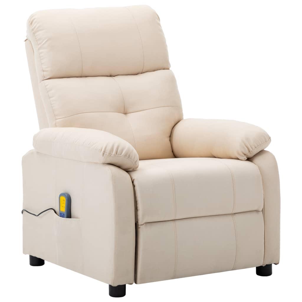 Massage Recliner Cream Fabric at Set Shop and Smile