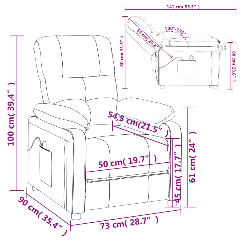 Massage Recliner Cream Fabric at Set Shop and Smile