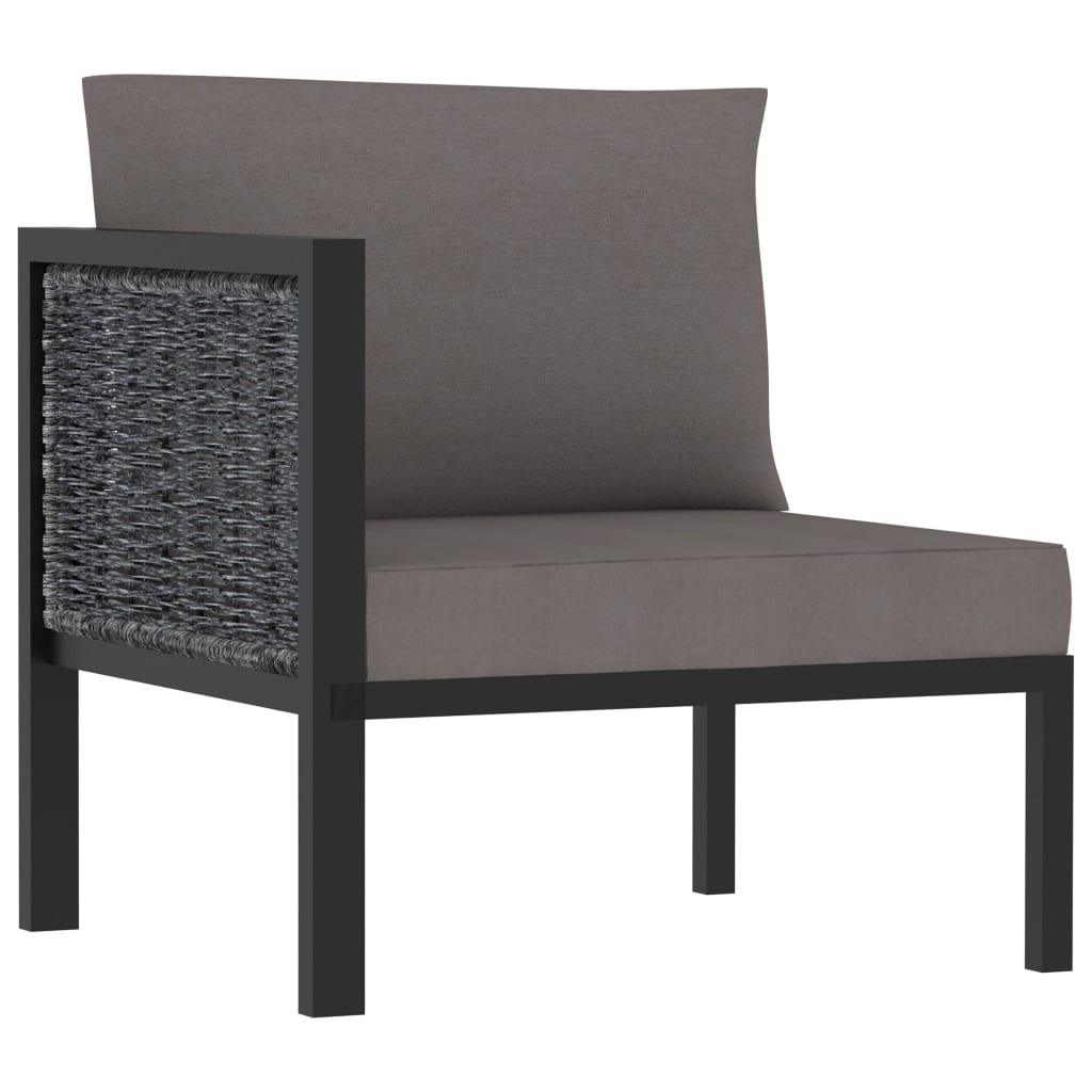 Sectional Corner Sofa with Right Armrest Poly Rattan Anthracite at Set Shop and Smile