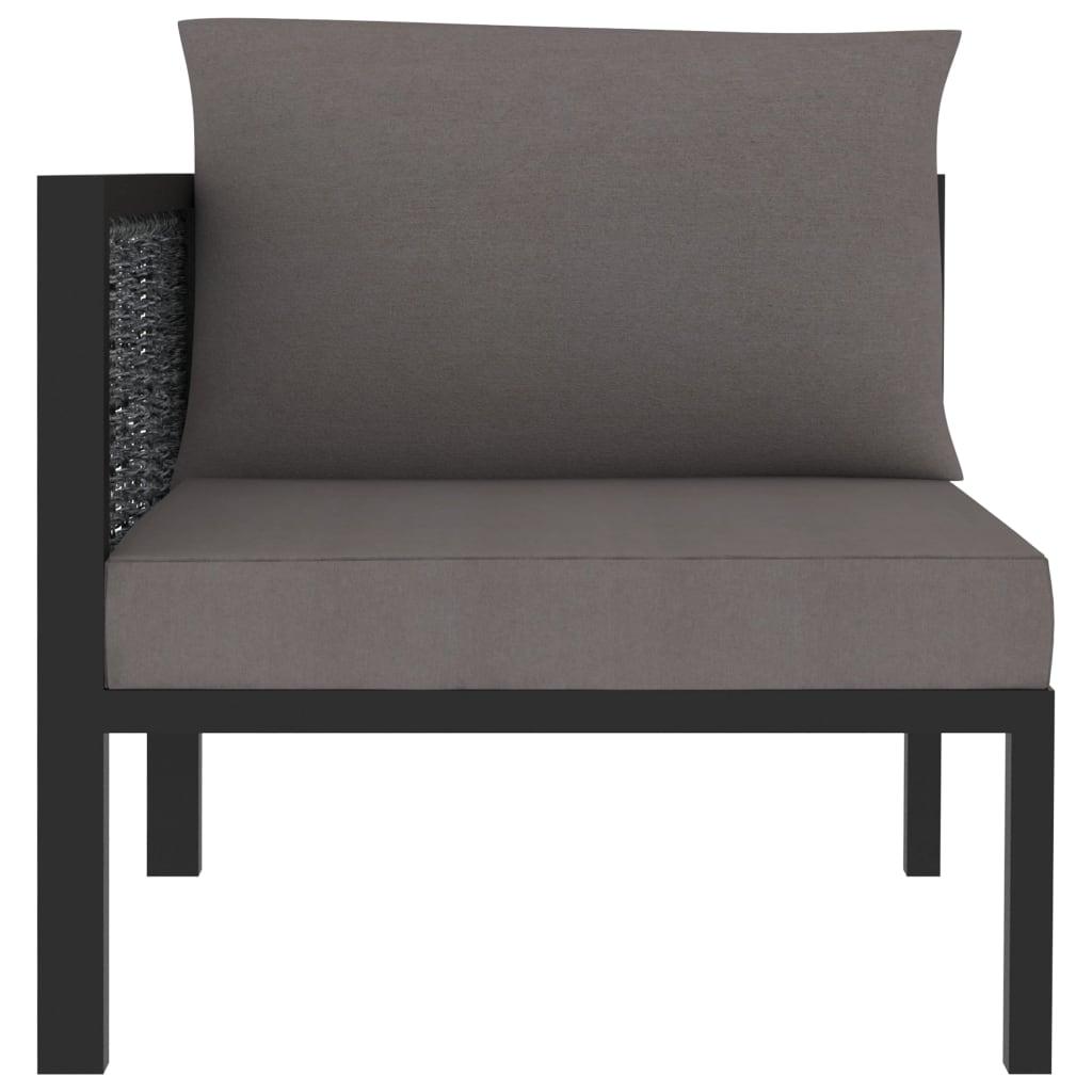 Sectional Corner Sofa with Right Armrest Poly Rattan Anthracite at Set Shop and Smile