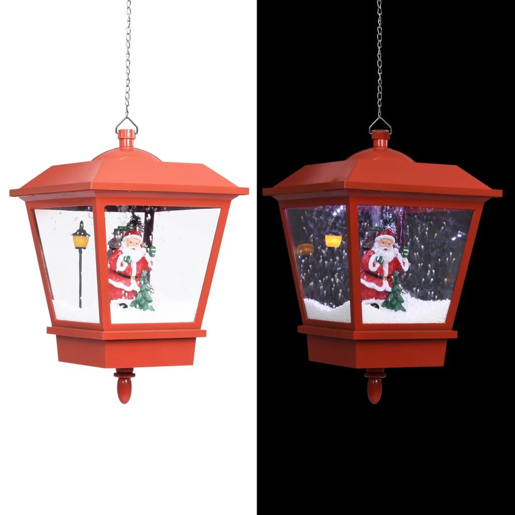 Christmas Hanging Lamp with LED Light and Santa Red 10.6"x10.6"x17.7" at Set Shop and Smile