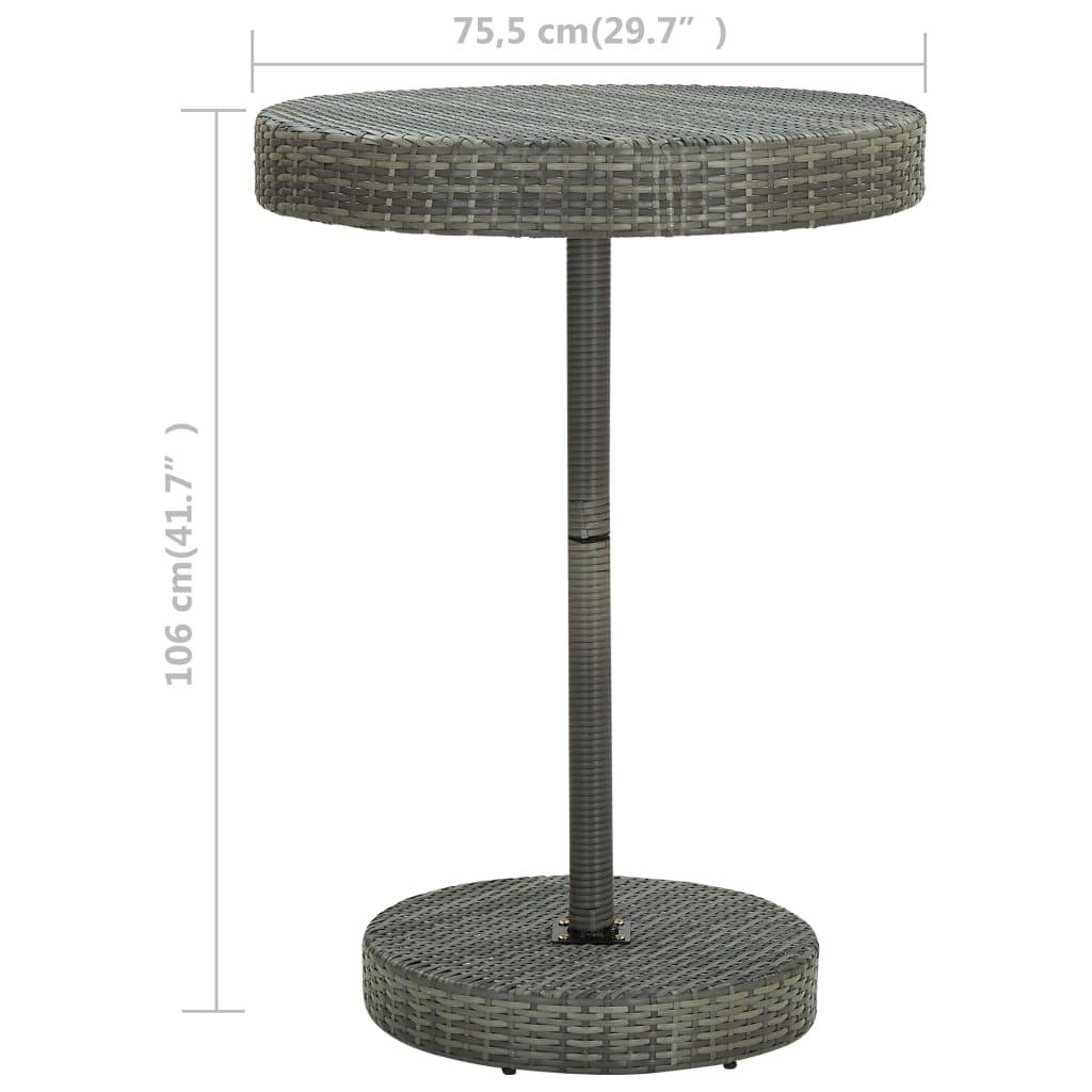 Patio Table Gray 29.7"x41.7" Poly Rattan at Set Shop and Smile