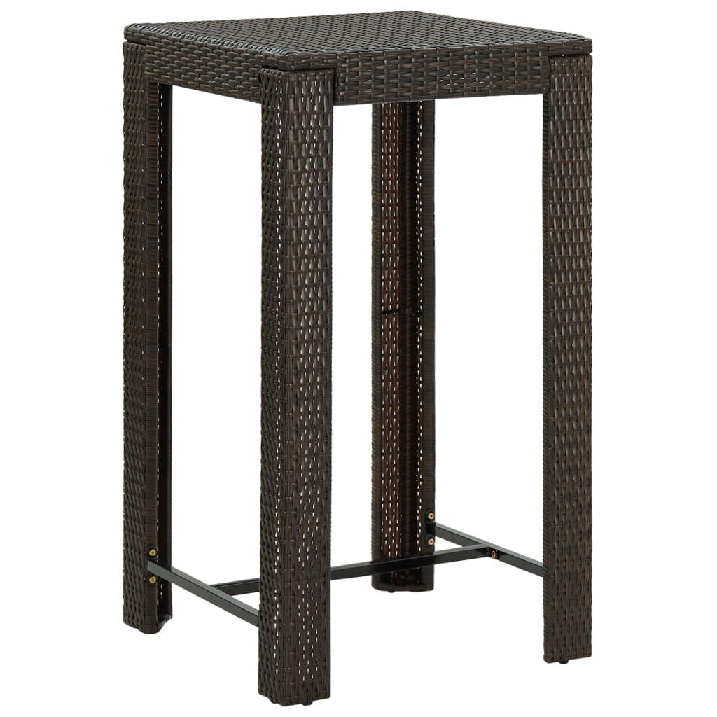 Patio Bar Table Brown 23.8"x23.8"x43.5" Poly Rattan at Set Shop and Smile