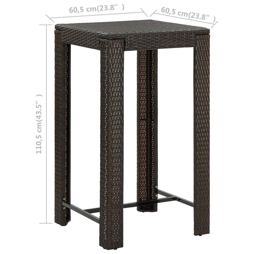 Patio Bar Table Brown 23.8"x23.8"x43.5" Poly Rattan at Set Shop and Smile