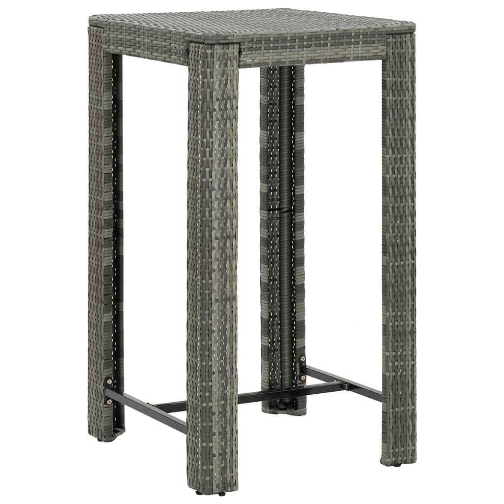 Patio Bar Table Gray 23.8"x23.8"x43.5" Poly Rattan at Set Shop and Smile