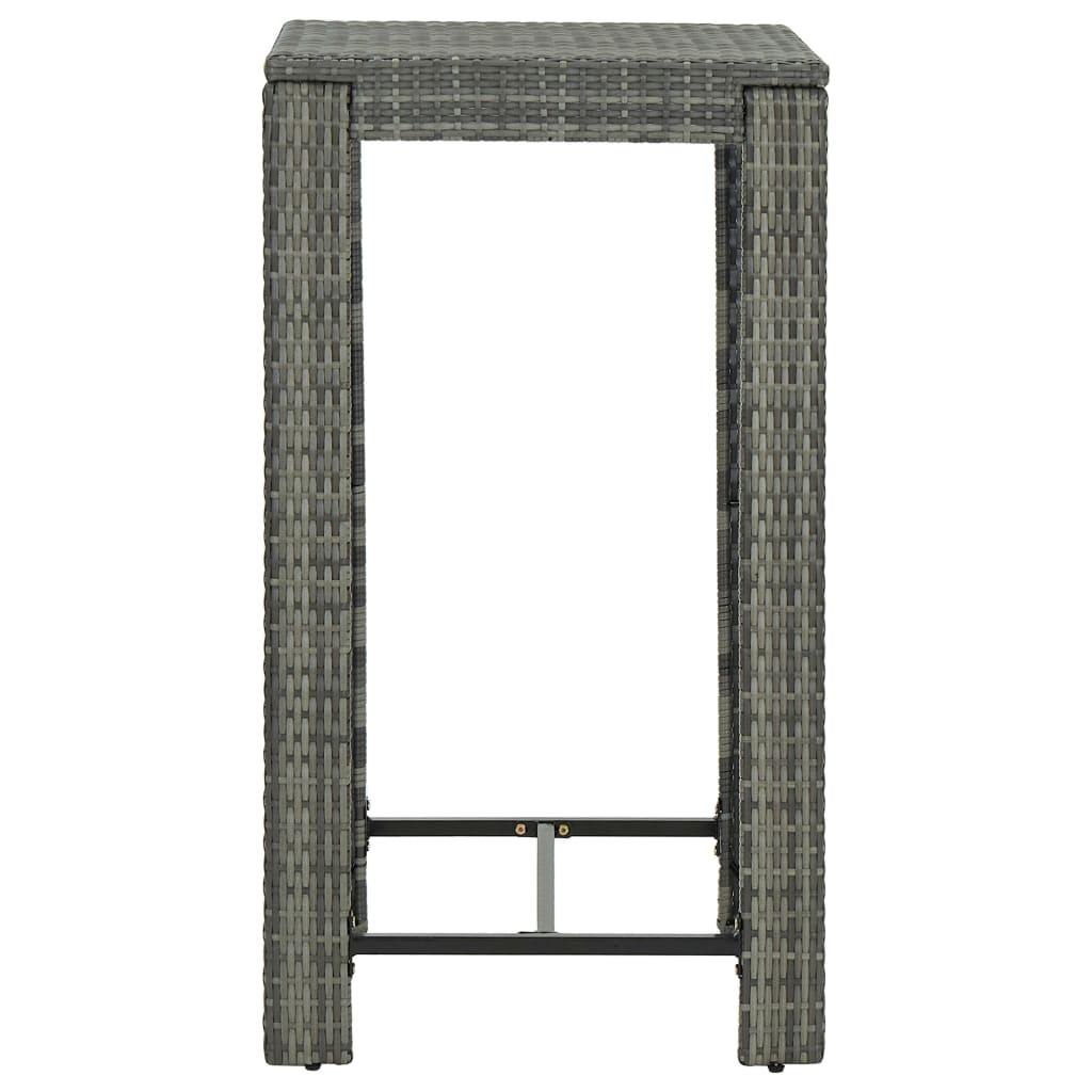 Patio Bar Table Gray 23.8"x23.8"x43.5" Poly Rattan at Set Shop and Smile
