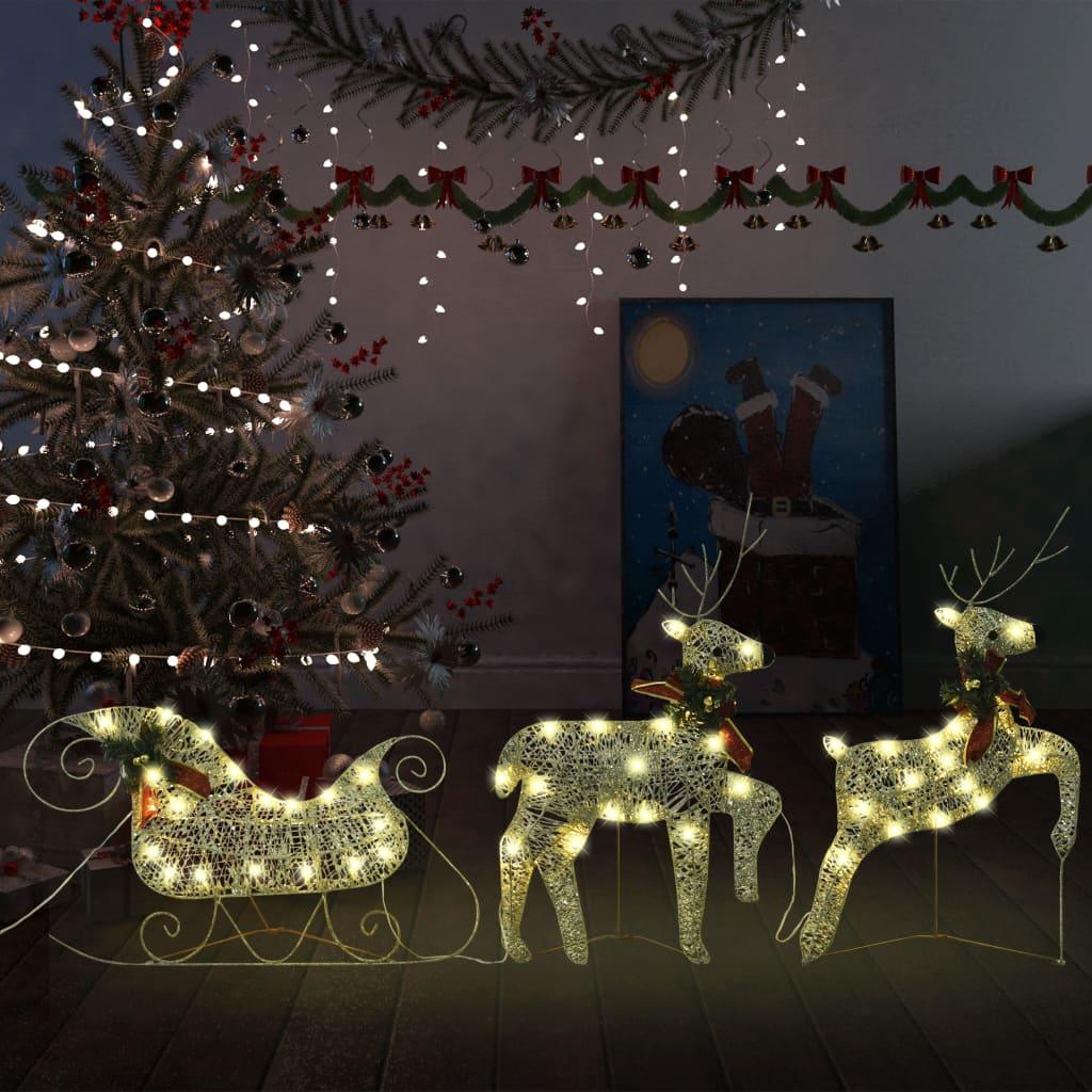 Reindeer & Sleigh Christmas Decoration 60 LEDs Outdoor Gold at Set Shop and Smile