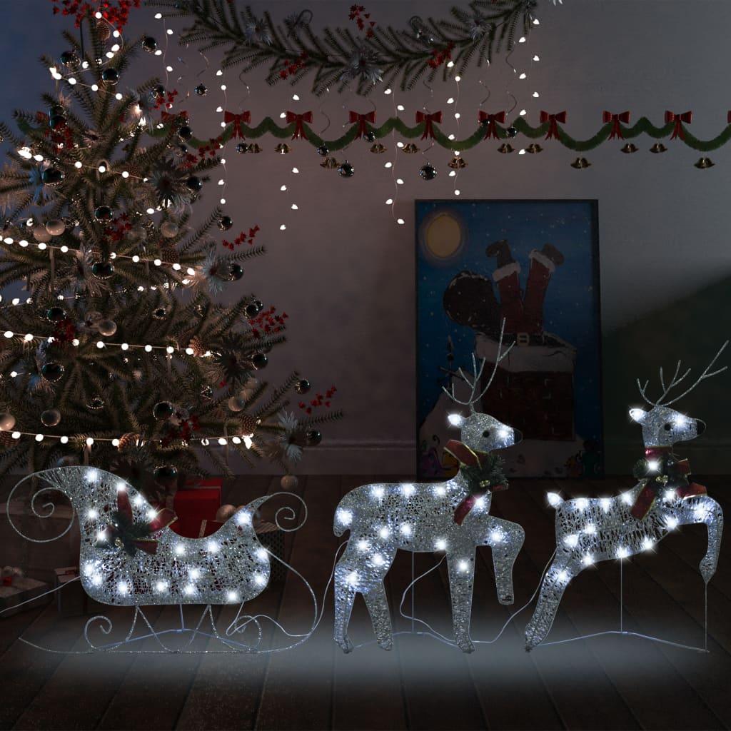 Reindeer & Sleigh Christmas Decoration 60 LEDs Outdoor Silver at Set Shop and Smile