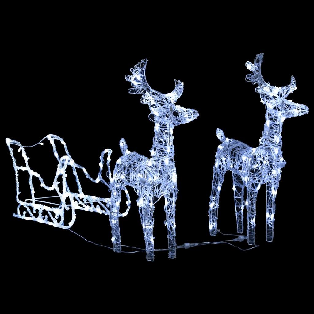 Reindeers & Sleigh Christmas Decoration 160 LEDs 51.2" Acrylic at Set Shop and Smile