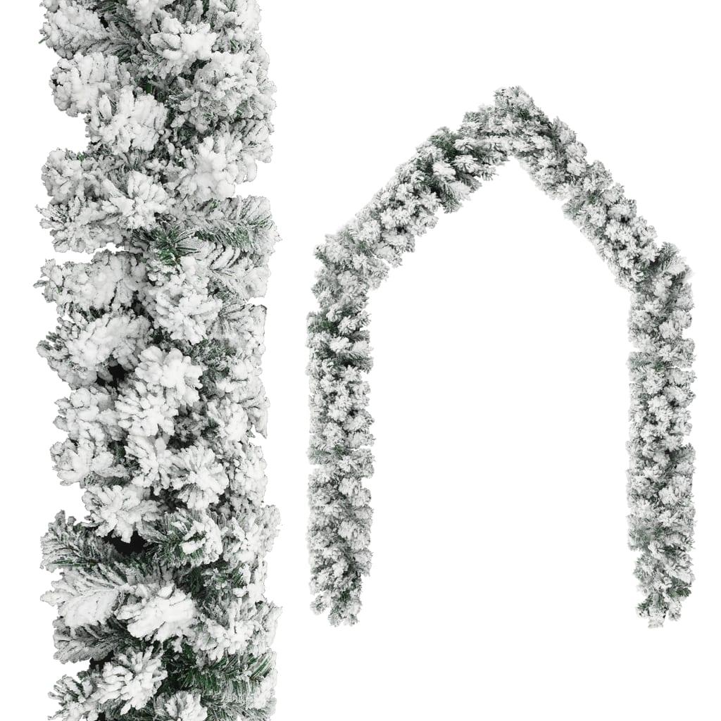 Christmas Garland with Flocked Snow Green 16 ft PVC at Set Shop and Smile