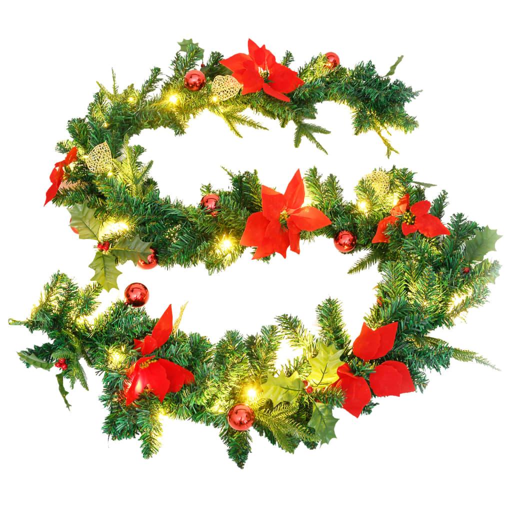 Christmas Garland with LED Lights Green 8.9' PVC at Set Shop and Smile