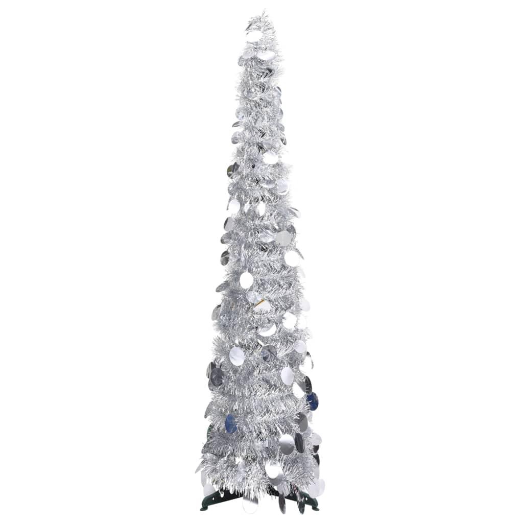 Pop-up Artificial Christmas Tree Silver 4 ft PET at Set Shop and Smile